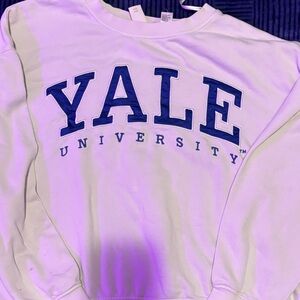 H&M White Crewneck Sweatshirt with Blue Yale Print